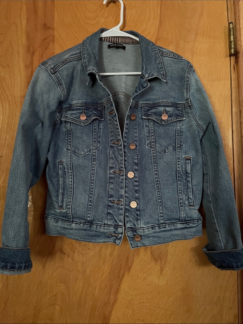 Classic Blue and plaidDenim Jacket - Women